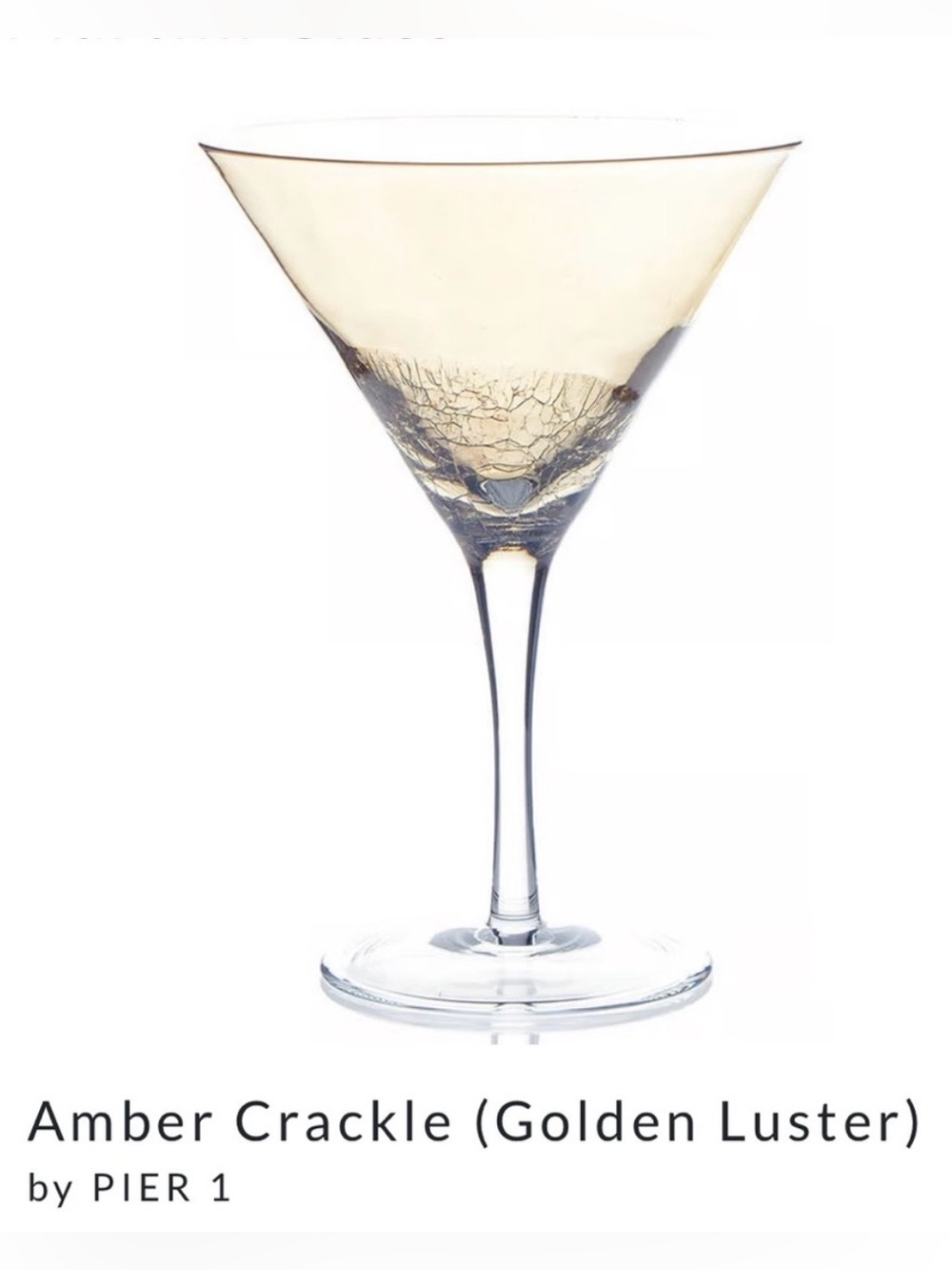 2 Pier 1 Amber Crackle Martini Glasses